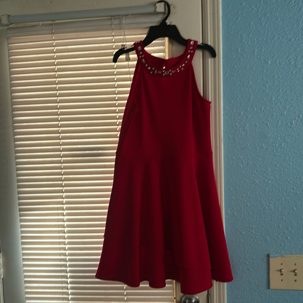 Kids sleeveless dress in red with gems in a size  XXL / 16